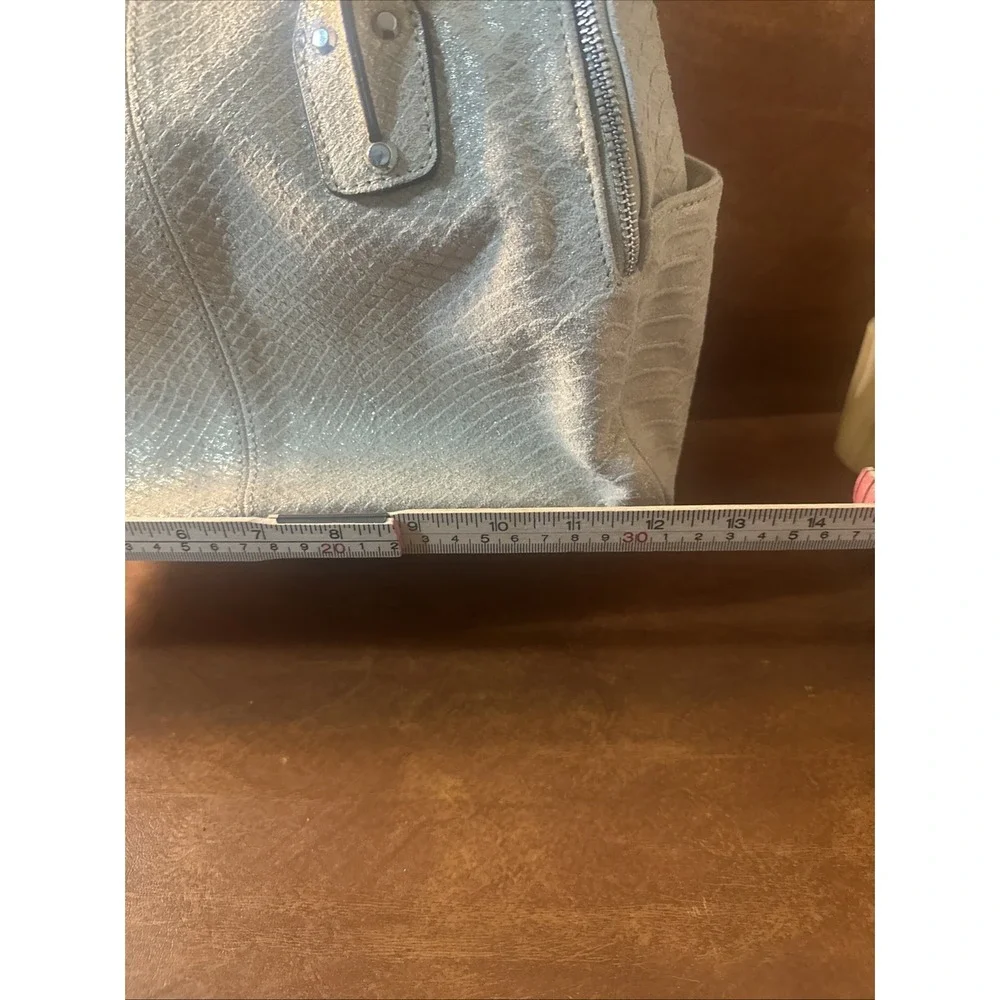 MAKOWSKY BEIGE faint, Green, Silver Tone-Accents, leather/suede SHOULDER/HANDBAG